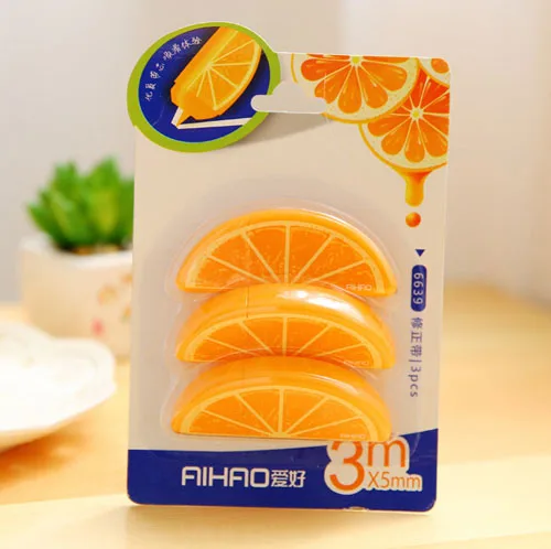 Набор из 3 шт. свежая Милая Реалистичная лента для коррекции фруктов Fita школьные канцелярские принадлежности Papeleria подарок на день рождения - Цвет: 1 set orange
