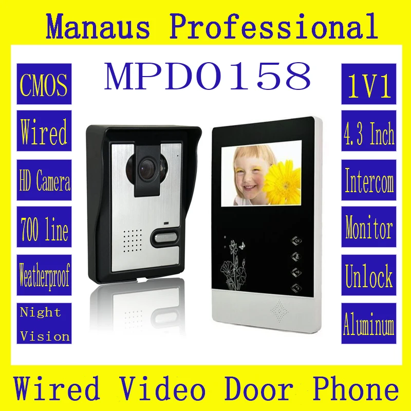 

4.3 Inch Color Video Door Phone Indoor Monitor With Waterproof Outdoor Unit,One to One Video Door Phone Intercom System D158b