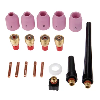 

DRELD 18Pcs TIG Welding Torch Stubby Gas Lens Kit Cup Collet Body Nozzle for SR WP9 20 25 Welding Machine Accessories