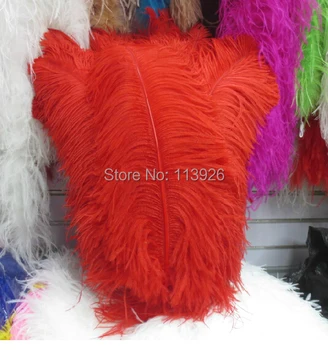 

EMS free 500pcs red Ostrich Plumes Feather 40-45cm 16-18" high quality fluffy Ostrich feathers for Wedding centerpieces HF0024