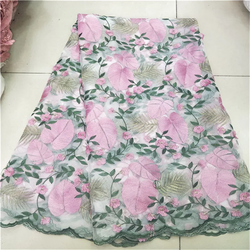 

African Lace Fabric 2019 New Design Embroidered Flowers Nigerian Laces Fabric Bridal High Quality French Tulle Lace Fabric 5Yard