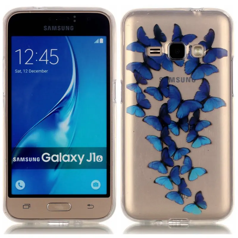Горячая Pattern Blue butterfly ТПУ Мягкий Gasbag Обложка Чехол Для Samsung Galaxy J1 (2016) J120 Случае |