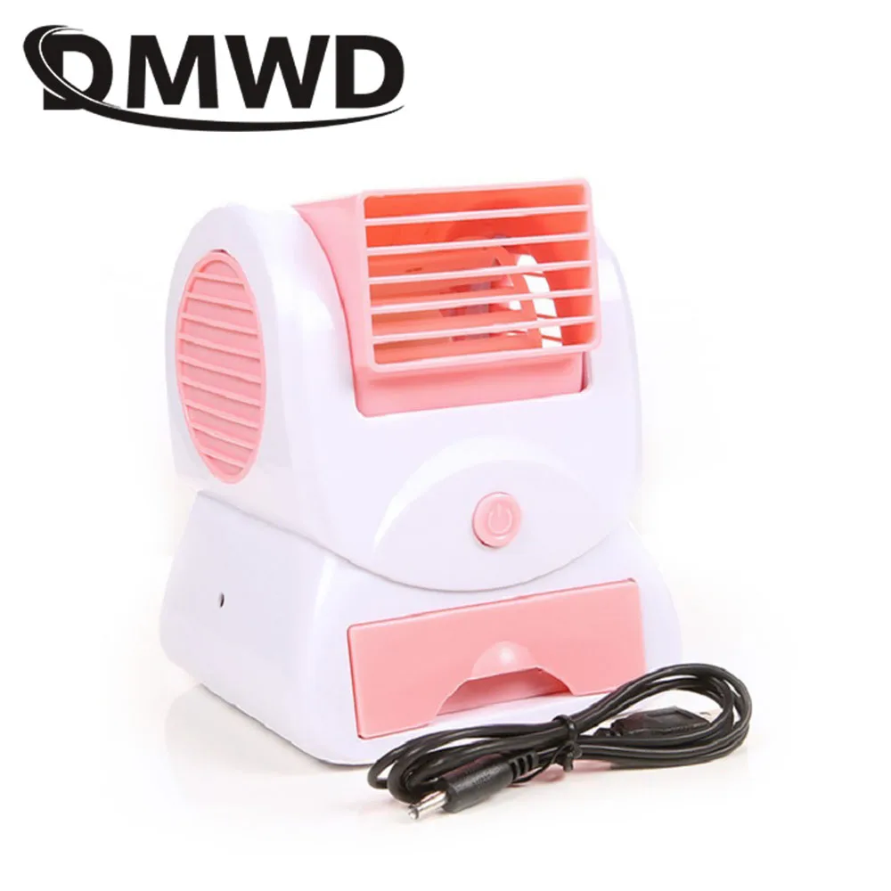 DMWD USB мини-кондиционер охлаждающий вентилятор для общежития Настольный небольшой беспузырчатый кондиционер вентиляторы кондиционер с увлажнителем - Цвет: Pink