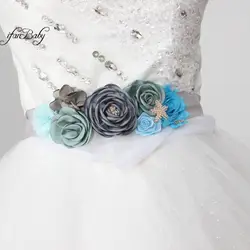 Синий серый створки пояса пляжные цветочным поясом для свадебные с диадема с цветком из хрусталя для беременных женский цветок пояса