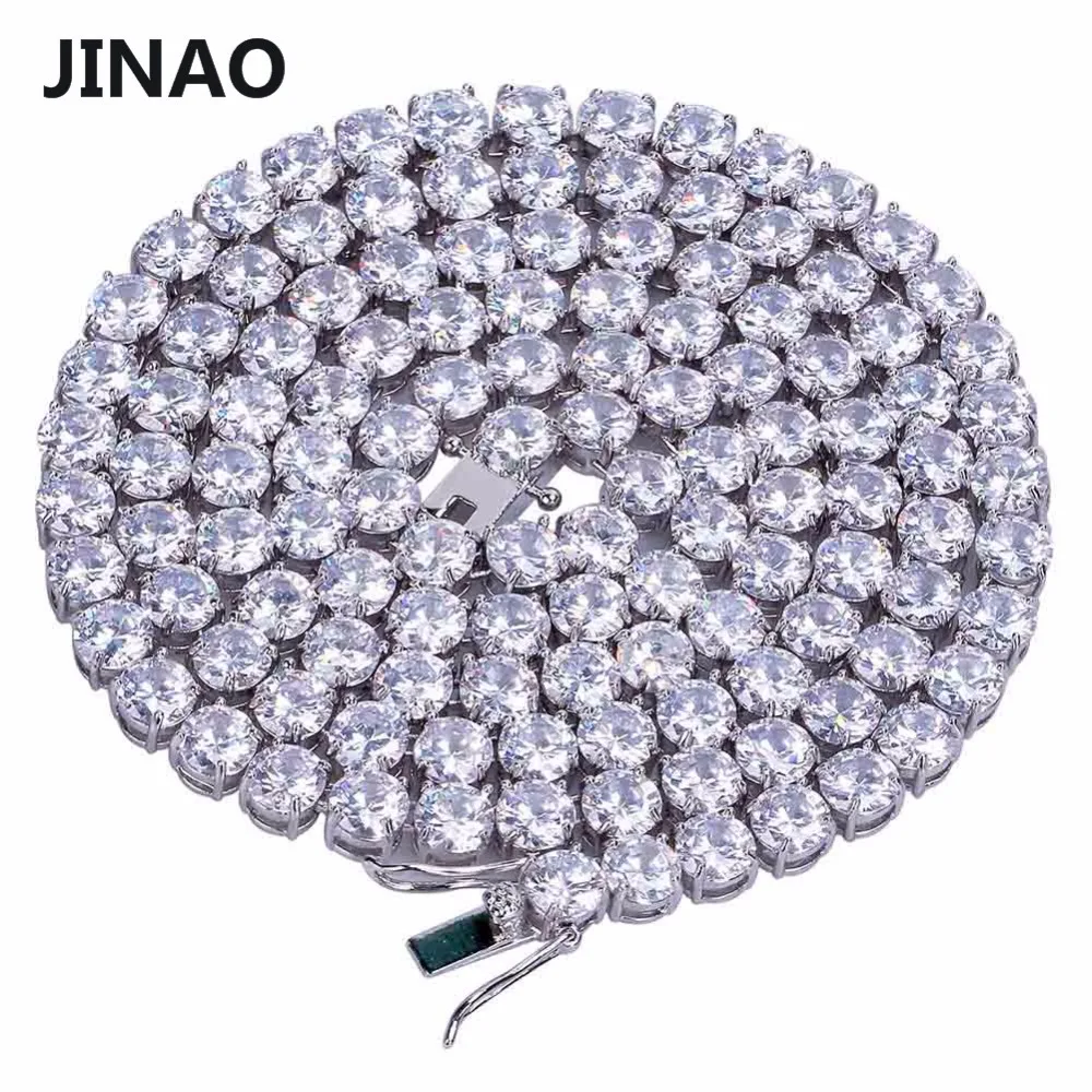JINAO ожерелье в стиле хип-хоп золотого/серебряного цвета, медное микро ожерелье с фианитами 6 мм, теннисная цепочка с 1" 20" 2" 30"