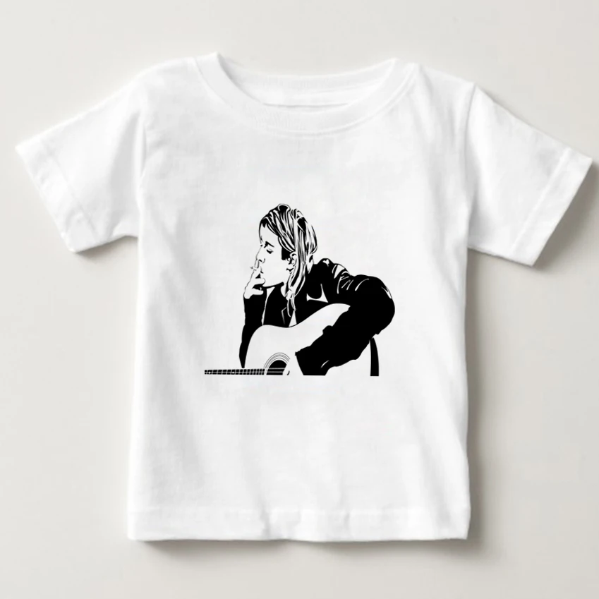 

Nirvana 2019 Children Short Sleeve T-shirt Boy COOL Kurt Cobain Print T-shirt Girl White Cotton Tshirts O-neck Tee Shirt 2-13Y