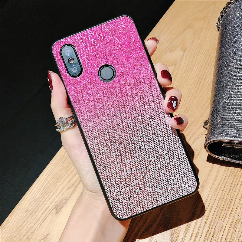 Модный Блестящий чехол с блестками для Xiaomi mi 8 lite note 3 6 Red pro note6 твердый телефона