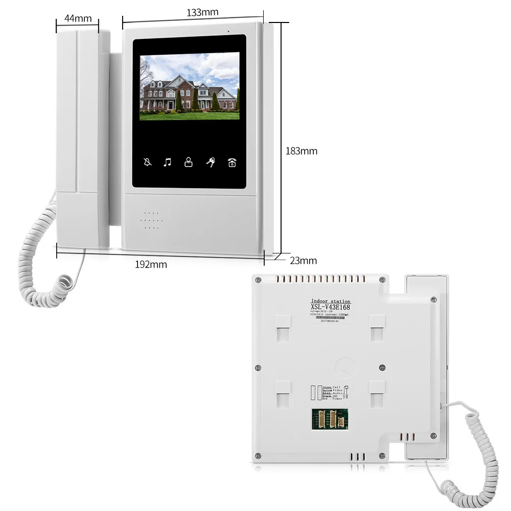 OBO 4.3 인치 TFT-LCD 컬러 비디오 도어 폰 초인종 인터콤 시스템 실내 모니터 화면 가정용 비디오 도어 폰 25 벨소리