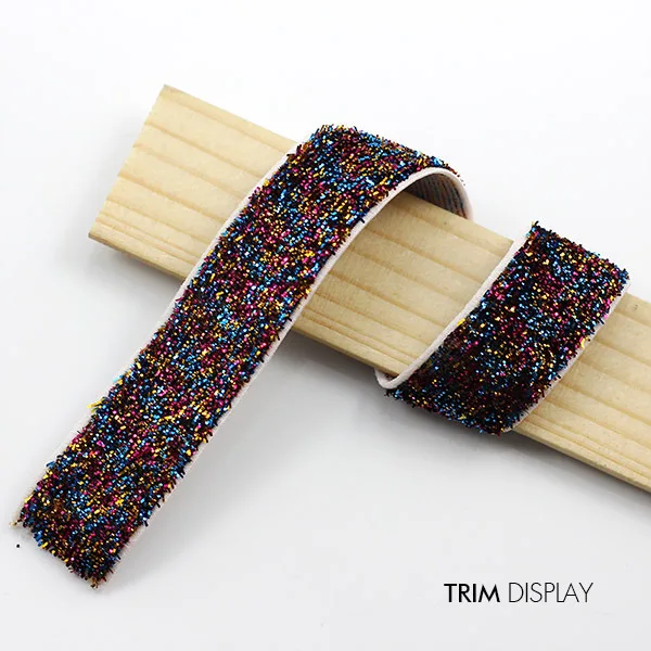16mm Glitter Color Elastic bing Lace Ribbon Tape Trim Applique