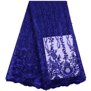 

Hot Sale Nigerian Tulle Lace Fabric Fast Shipping African Lace Fabric For Wedding Embroidery French Lace Fabric With Beads 1423