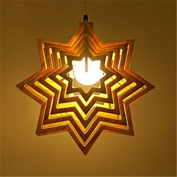 

JW_High Quality Five-pointed Star Wood Pendant Lights European Style Decoration Lamp Corridor Restaurant Dining Room Lighting