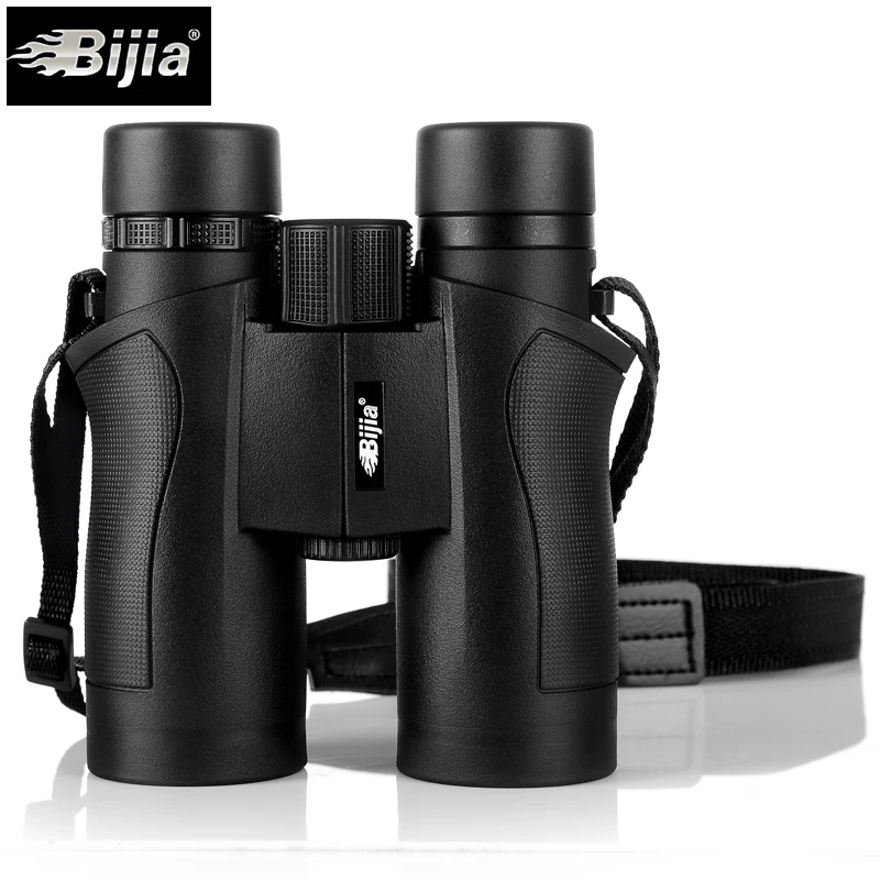 BIJIA 10x42 Военный бинокль жизни Водонепроницаемый высокое Мощность BAK4 Призма HD телескоп черного цвета с шейный ремень для переноски сумка