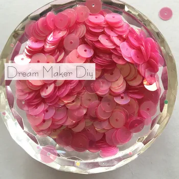 

50g(3500pcs) 6mm Flat Brilliant Pink round loose sequins Paillette sewing Wedding craft for decoration scrapbook Garment sewing