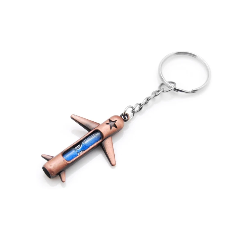 

Original New fashion metal hourglass key chain Airplane keychain valentine's day novelty items Women love Men gift for couple