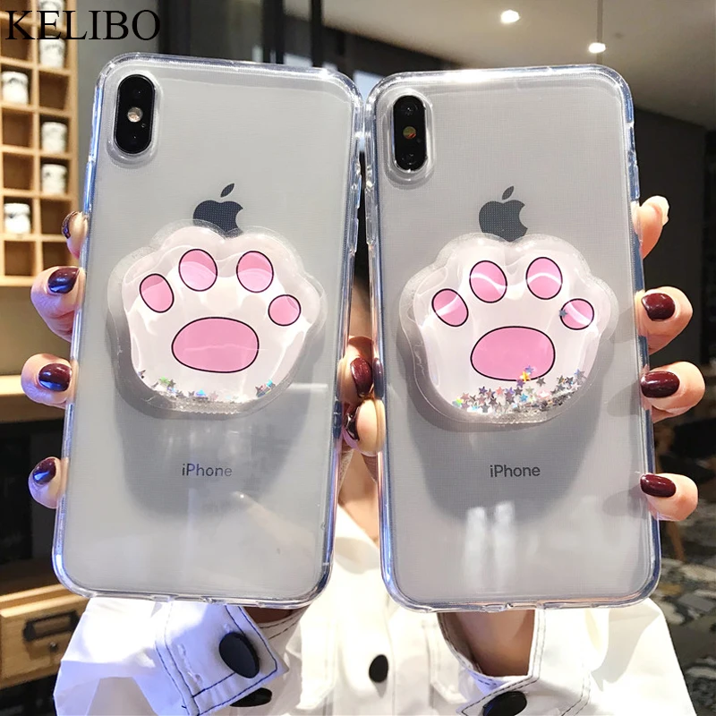 3D Жидкий чехол для телефона с кошачьим когтем Samsung S8 S9 Plus S10 5G Note 8 9 A10 A20 A30 A50 A70 M10 M20