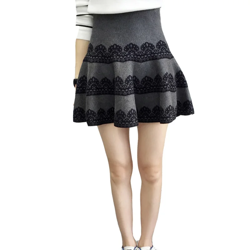 2016 Autumn New Brand Fashion Print Skirts Women Slim Knitted High