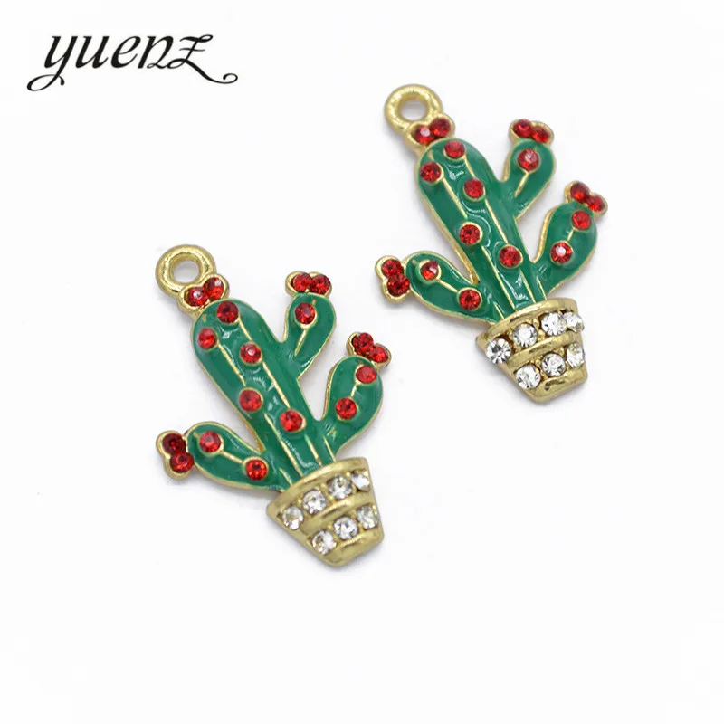 

YuenZ 3 pcs Fashion Drop of Oil cactus Charms for Women Earrings DIY Making Accessories Handmade Enamel Charms Alloy W33