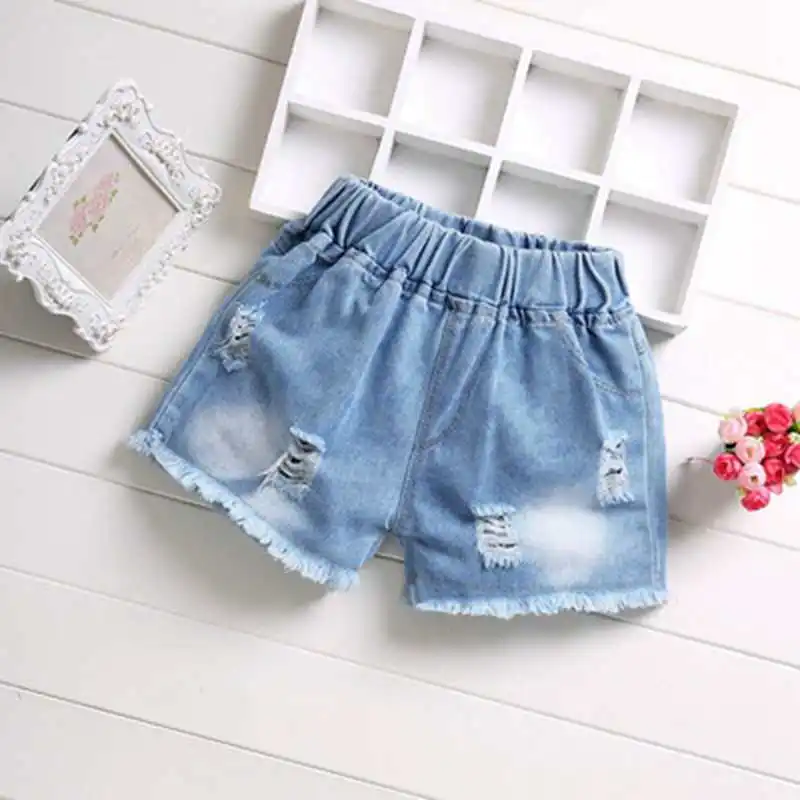 Summer Kids Short Denim Shorts For Girls Fashion Girl Short Princess Jeans Children Pants Girls Shorts Flower Girls Clothes - Цвет: color at picture