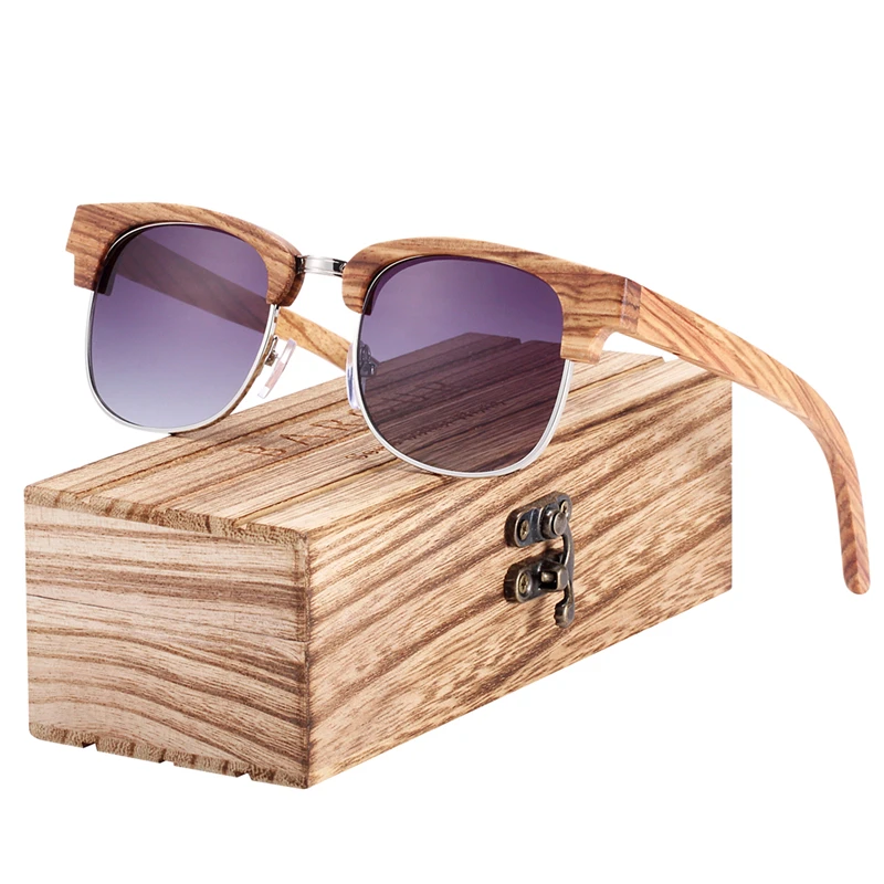BARCUR деревянные градиентные Стеклянные мужские солнцезащитные очки, деревянная коробка, защита от уф400 лучей, поляризованные солнцезащитные очки