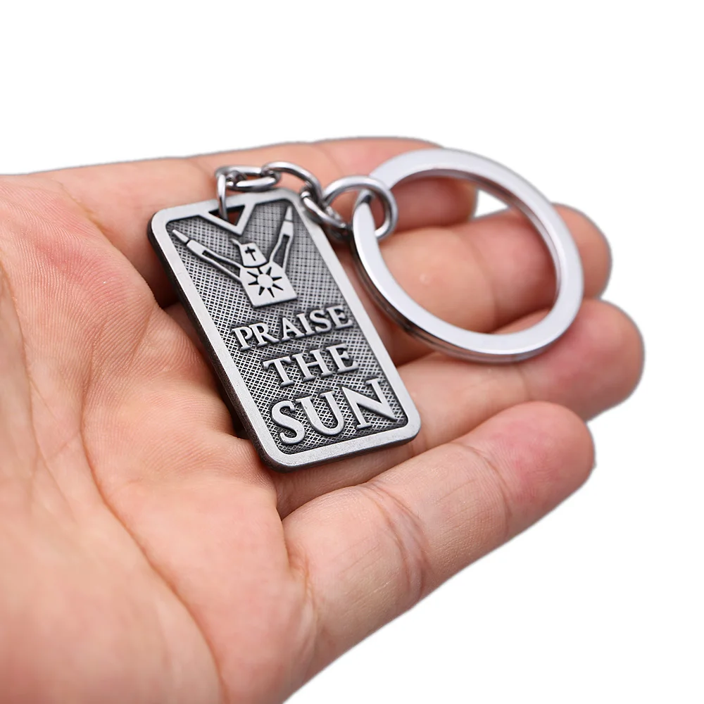 

HSIC Dark Souls 3 Keychain PRAISE THE SUN Dog Tag Pendant Keyring Holder Women men Game Accessories llaveros para hombre HC12906