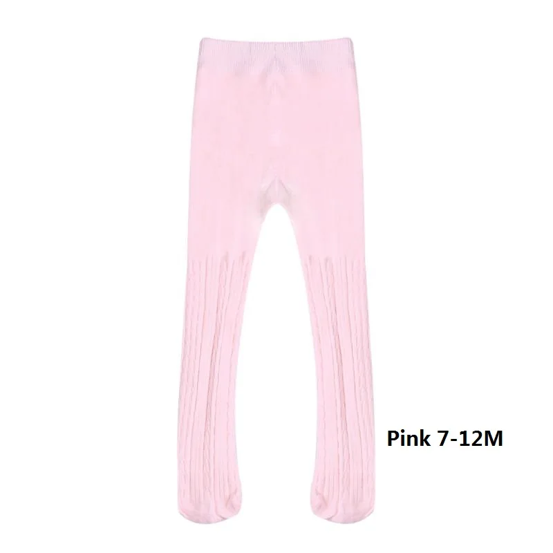 Колготки для малышей от 0 до 4 лет, дышащие хлопковые колготки для девочек весенне-осенние однотонные детские вязаные Чулки Одежда для младенцев - Цвет: Pink 7-12M