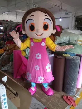 

Niloya damla Mascot Costume little girl pink dress Mascot costume for Halloween party fancy dress with free shipping