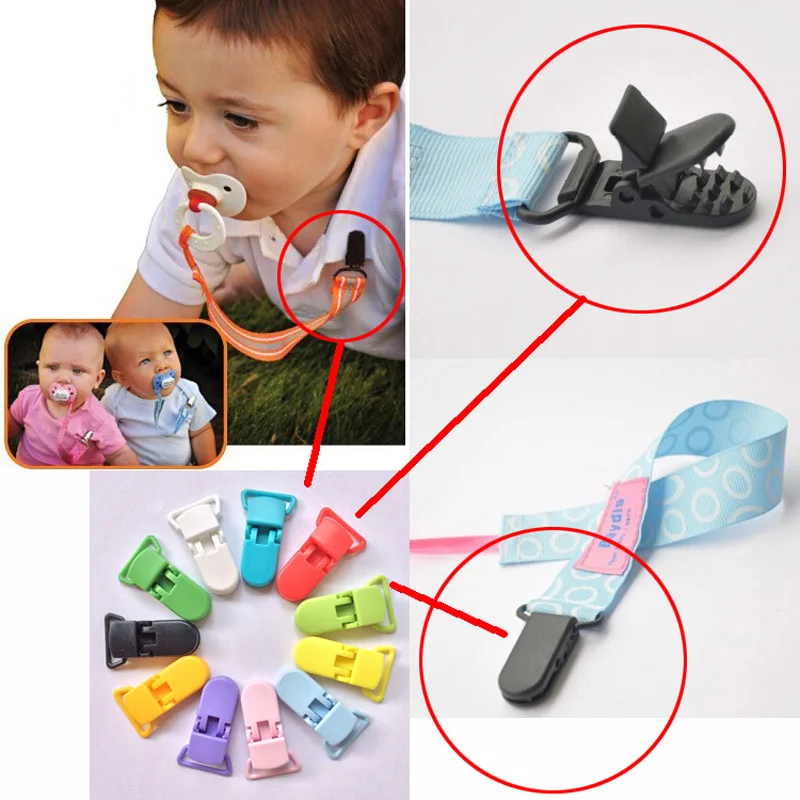 20mm Multiple colors KAM Brand D Shaped Plastic Clips Transparent Pacifier Clips Soother Clips