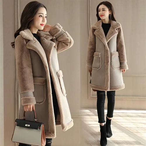 

ATKULLQZ High Quality Fur coat 2018 autumn and winter new wild fashion trend temperament elegant simple coat women winter jacket