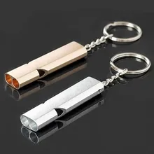 Portable aluminum emergency whistle survival whistle keychain for camping hiking outdoor sport accessories survival tool creeper outdoor aluminum alloy survival whistle white silver