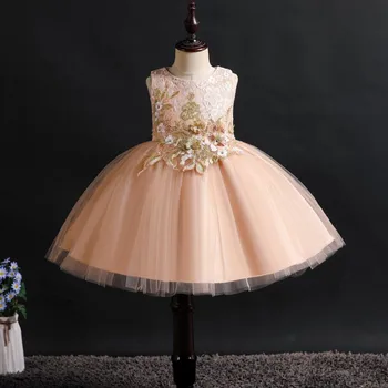

Drop Ship Flowers Tulle Scoop Wedding Birthday Teenagers Dress Girls Rhinestone Sash Tansheer Netting French Lace Tulle Dress