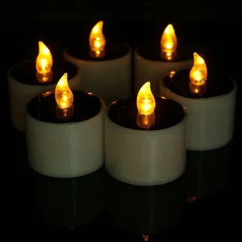 

6pcs/set Solar Led Candle Light Flameless Flickering Candle Christmas Decoration Candle Halloween Led Electronic Candle Light