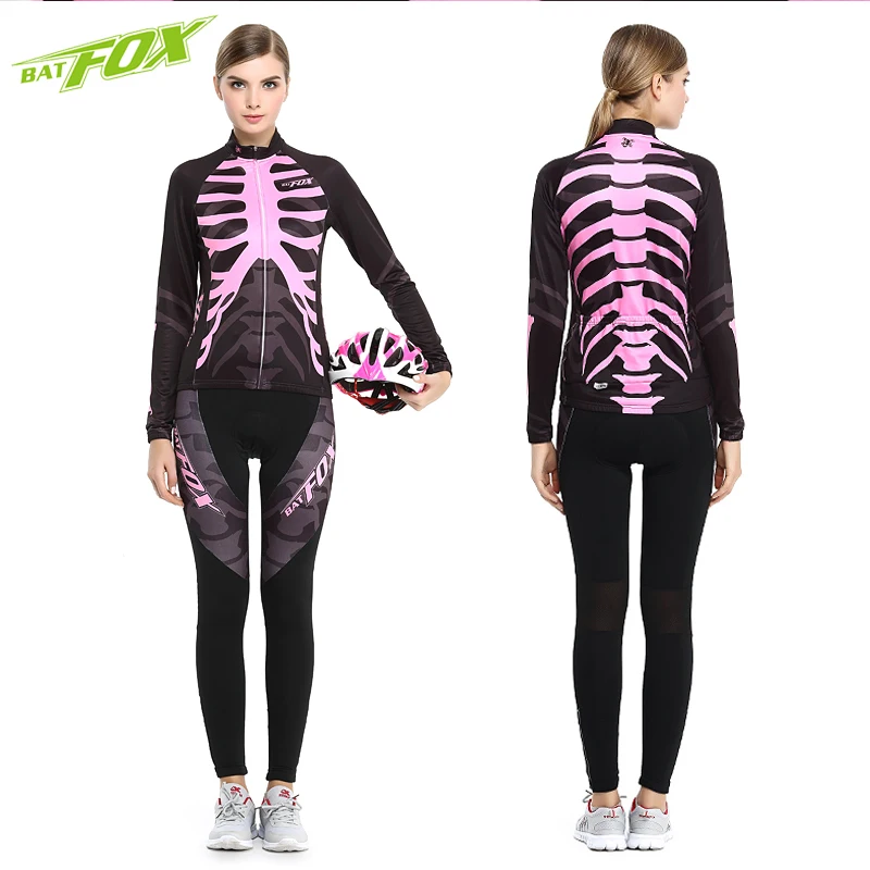 

BATFOX 2017 Sports Bike cycling clothing women's Suit Gel Pads Jerseys Winter fleece Cycling Sets female Bicycle cycling jerseys