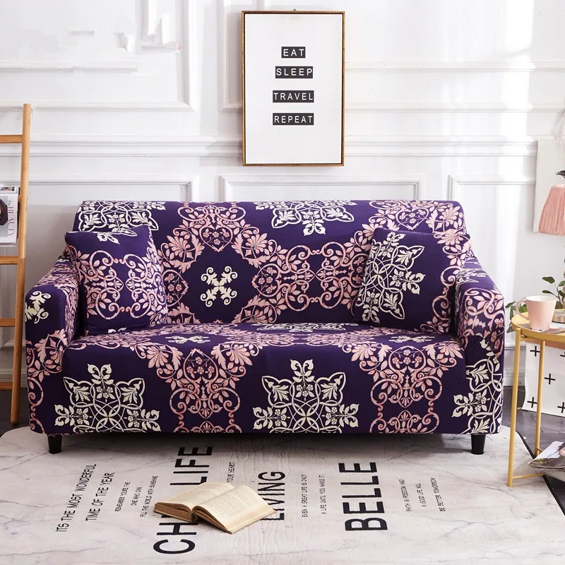

New Arrival Purple Sofa Cover Stretch Protetor De Sofa Flower Couch Cover Sectional Slipcover Sofa Elastica All Inclusive