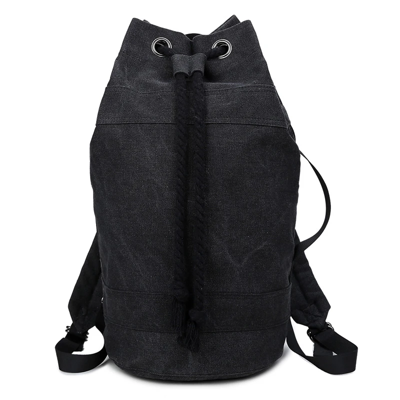 Прочная парусиновая спортивная сумка для мужчин, черная фитнес баскетбольная тренировочная сумка, многофункциональный уличный спортивный рюкзак с Кулиской - Цвет: Charcoal Grey