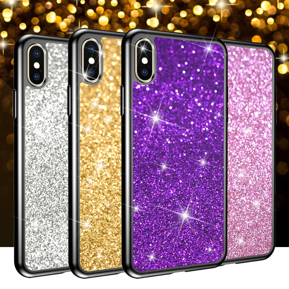 Блестящий Мягкий чехол DAGUDON для iphone XR XS X 8G 7G 6G искусственный телефона Samsung Galaxy S9 S8 S5