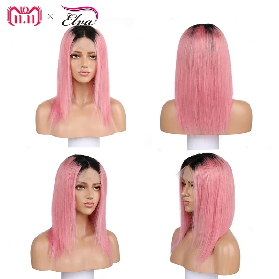 Цветной 1B/розовый бразильские прямые волосы отбеленные узлы два тона Цвет Синтетические волосы на кружеве натуральные волосы парики с