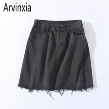 Arvinxia/пикантные однотонные черные женские юбки с карманами, Новое поступление, Женская мини-юбка с кисточками, шикарная уличная одежда, женские с высокой посадкой, низ