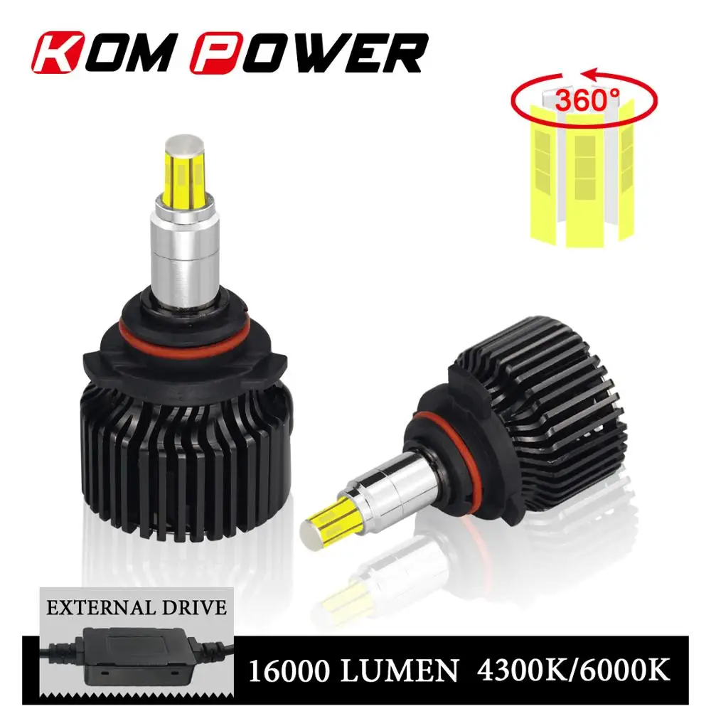 

KOM POWER 3D 360° Full Light Car Headlamp Led 9006 HB4 4300K 6000K Head Lamp Diode 9005 HB3 H1 H11 H7 H8 H9 9012 HIR2 16000LM