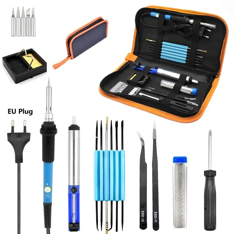 Eu Plug 220v 60w Adjustable Temperature Electric Soldering Iron Kit