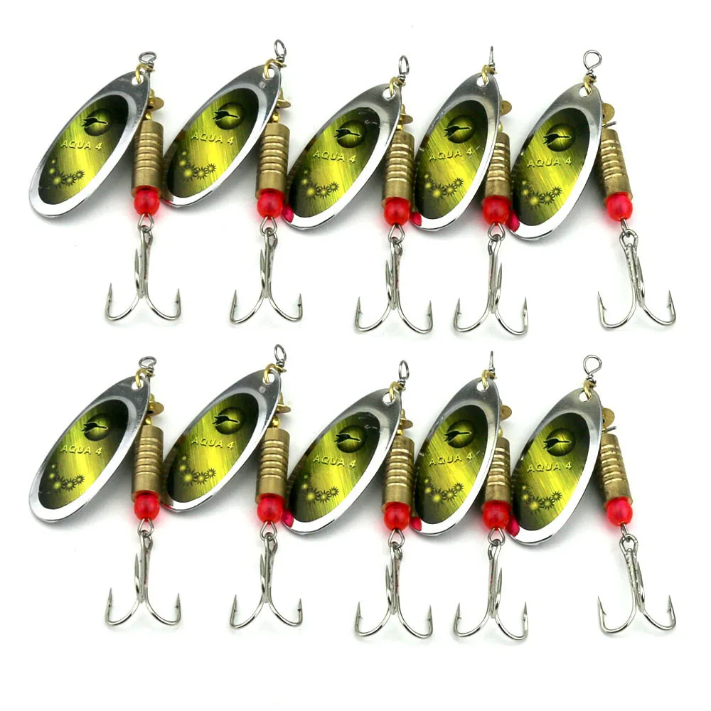 

10pcs/set 4 type Artificial Spoon Lure Fishing Bait Spinner Fresh Sea Saltwater Coarse Spinnerbait