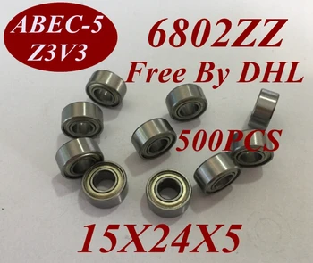 

500Pcs 6802Z 6802ZZ 6802 ZZ 6802-Z 6802-ZZ 15X24X5 MM 15*24*5 MM Miniature roller shaft motor deep groove Ball Bearing tools