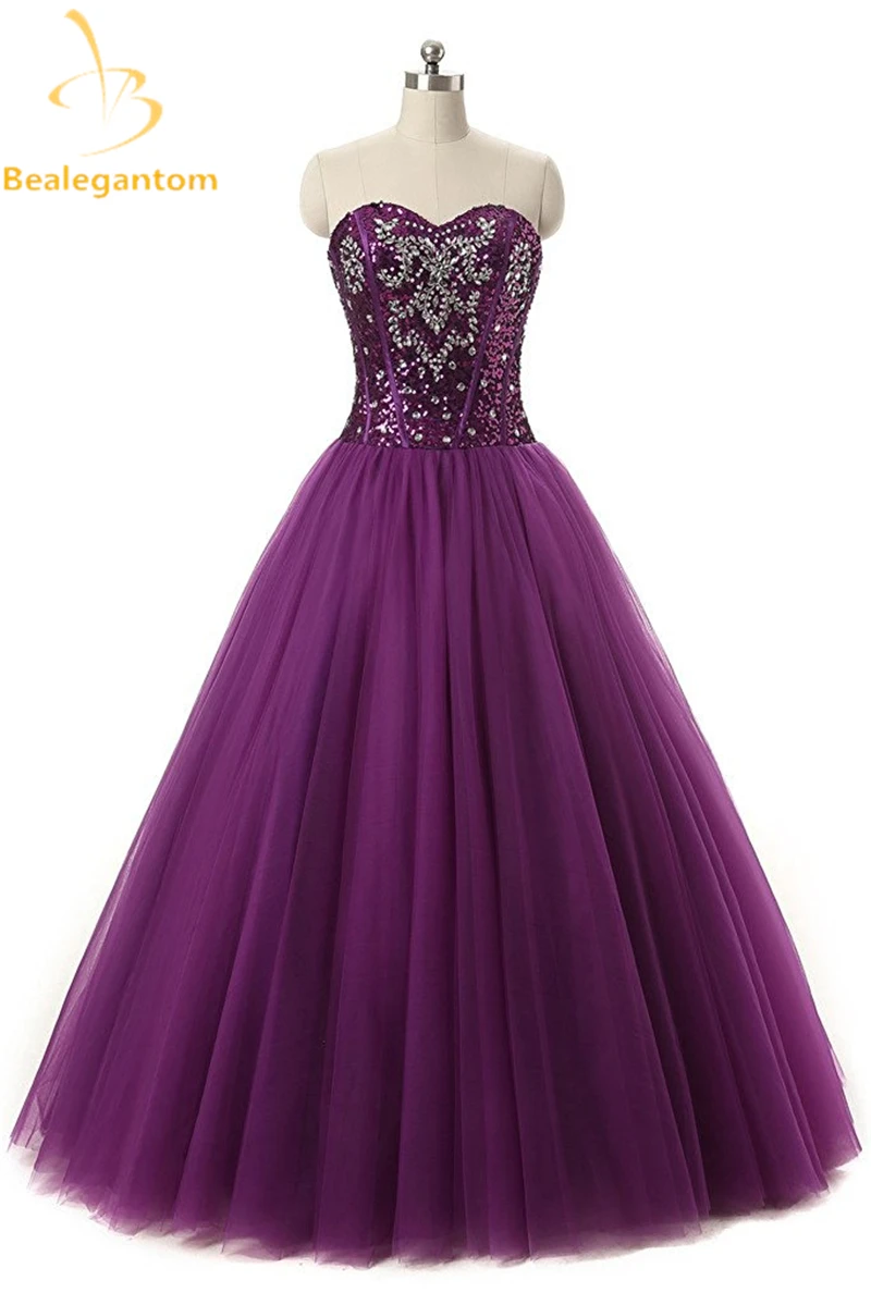 Bealegantom/, со склада, фиолетовое платье, 1-2 дня, бальное платье, пышное платье, вышито бисером с блестками, милое 16 платье для 15 лет, QA1513
