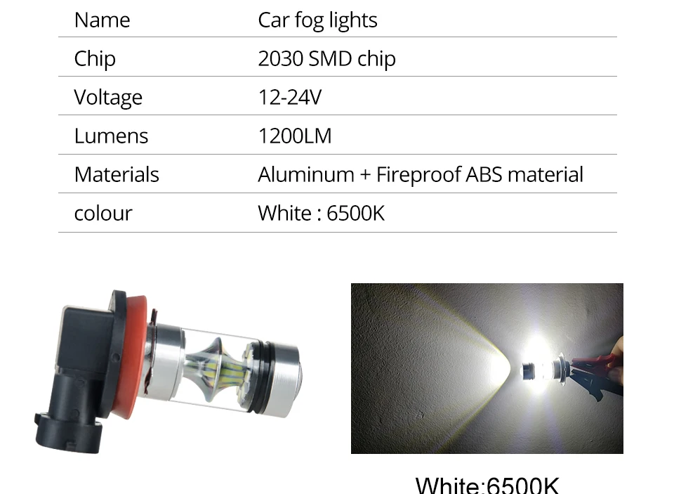 Aceersun Led H8 H11 H10 Fog light bulb 9006 HB3 9005 ATV H1 H3 1200LM 6500K 12V 24V  Car Driving Daytime Running Lamp motorcycle (3)