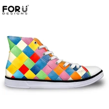 FORUDESIGNS/Женская парусиновая обувь ярких цветов; дышащая женская повседневная обувь с высоким берцем и принтом; женская обувь на плоской подошве; прогулочная обувь; большие размеры