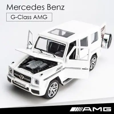 Benz G65 SUV Jeep AMG игрушечный автомобиль из сплава Модель автомобиля открывающийся звуковой светильник оттягивающийся 1:32 модель автомобиля подарок для мальчика игрушки для детей g53 g500 - Цвет: Белый