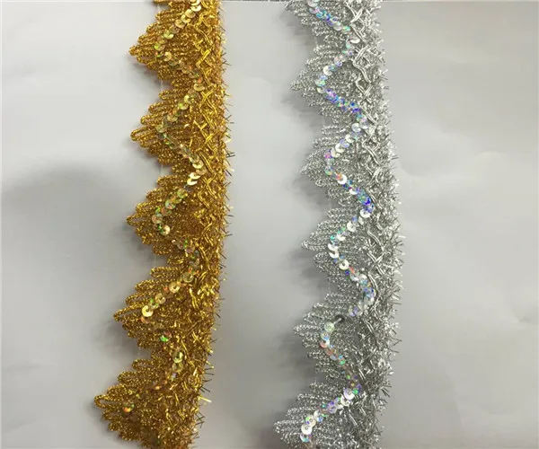 

width 3.8cm 20meters /lot Gold color lace trimming for garment decoration and DIY craft lace trimming