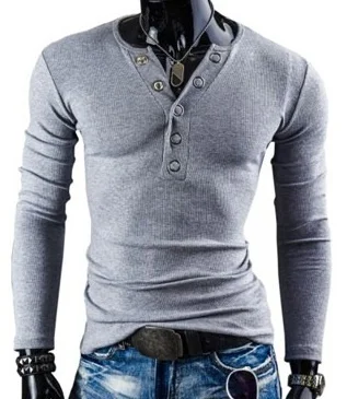 ZOGAA брендовая мужская рубашка поло с длинным рукавом, мужские однотонные облегающие топы с v-образным вырезом, базовый вязаный свитер, рубашки, мужская одежда