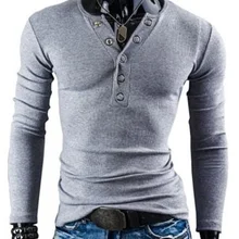 ZOGAA брендовая мужская рубашка поло с длинным рукавом, мужские однотонные облегающие топы с v-образным вырезом, базовый вязаный свитер, рубашки, мужская одежда