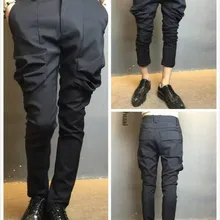 27-44! Новая мужская одежда стилист волос личности нерегулярные Модные Узкие шаровары брюки плюс размер певица костюмы