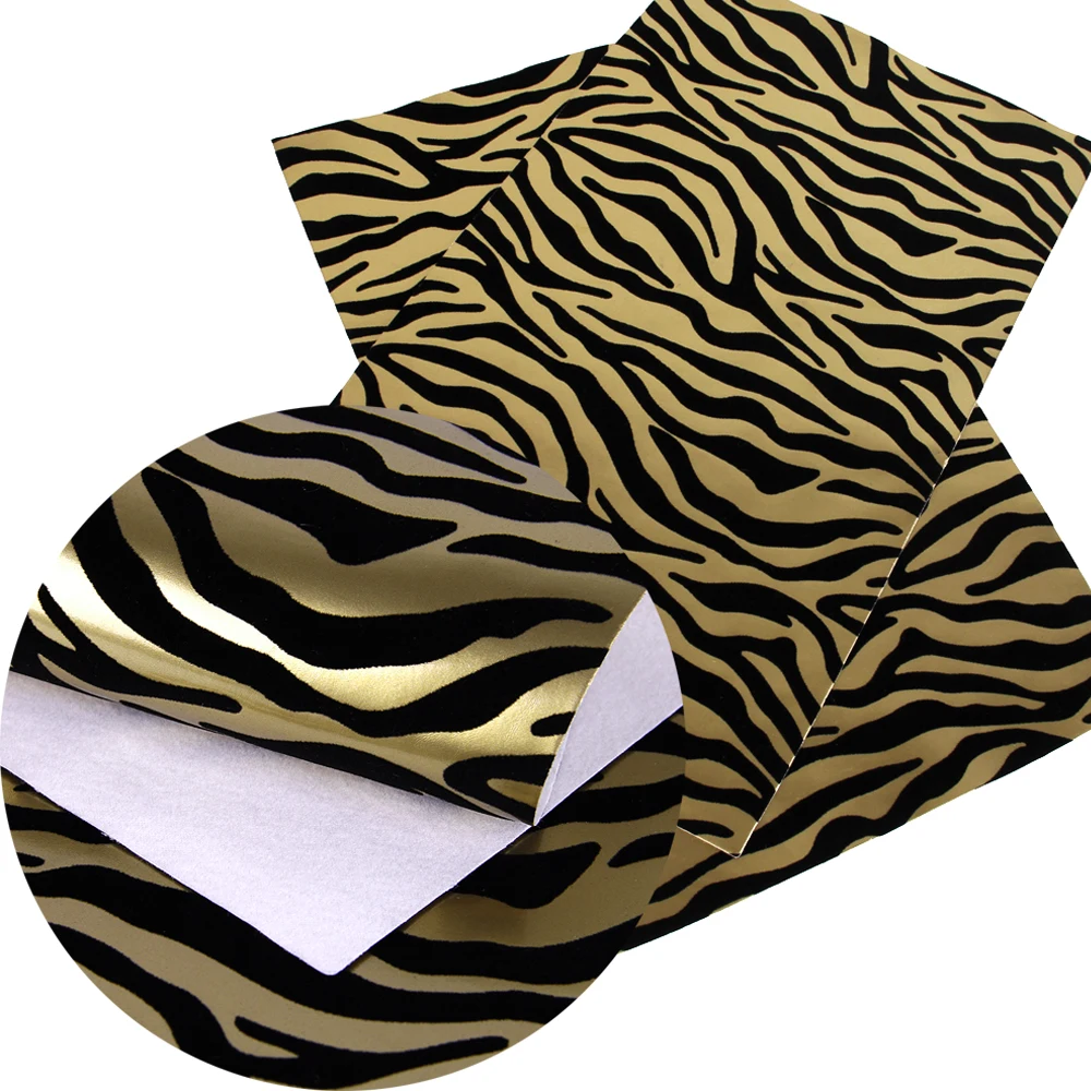 

david angie 20*34cm Leopard Zebra Printed Short Velvet Synthetic Leather Fabric,Sewing Fabric (Random Direction),1Y56369